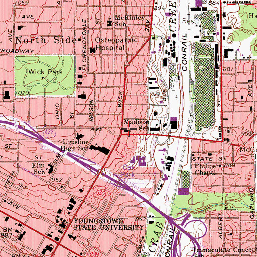 Topographic Map of Free Gospel Church, OH