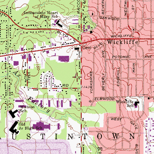 Topographic Map of Grace Lutheran Church, OH
