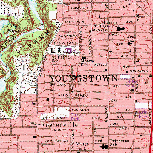 Topographic Map of Greater Mount Calvary Baptist Church, OH