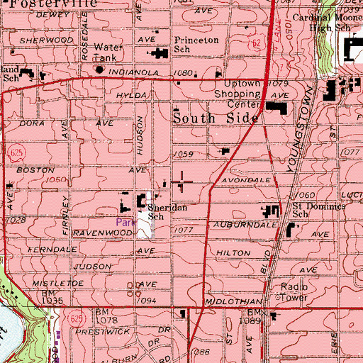 Topographic Map of Hillman Church of Christ, OH