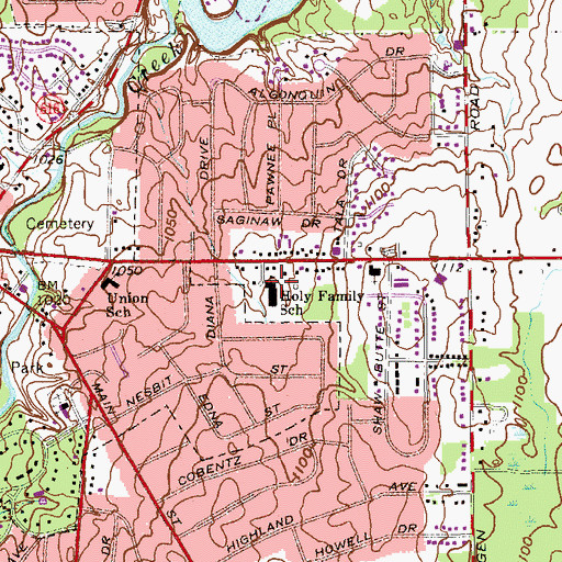 Topographic Map of Holy Family Catholic Church, OH