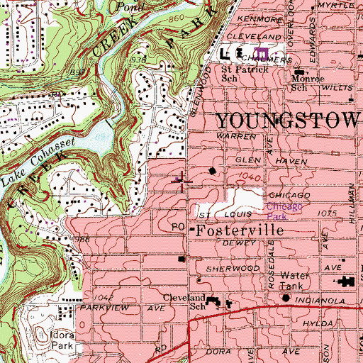 Topographic Map of Honterus Lutheran Church, OH