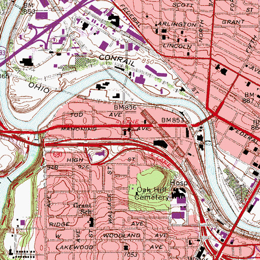 Topographic Map of Hungarian Presbyterian Church, OH