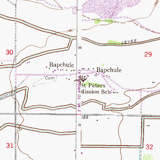 Topographic Map of Saint Peter Indian Mission School, AZ