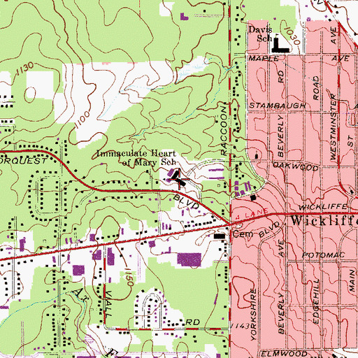 Topographic Map of Immaculate Heart of Mary School, OH
