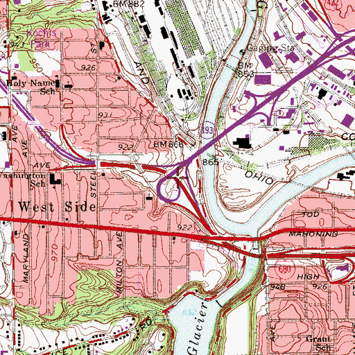 Topographic Map of Interchange 4, OH
