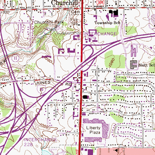 Topographic Map of Liberty Square Plaza Shopping Center, OH