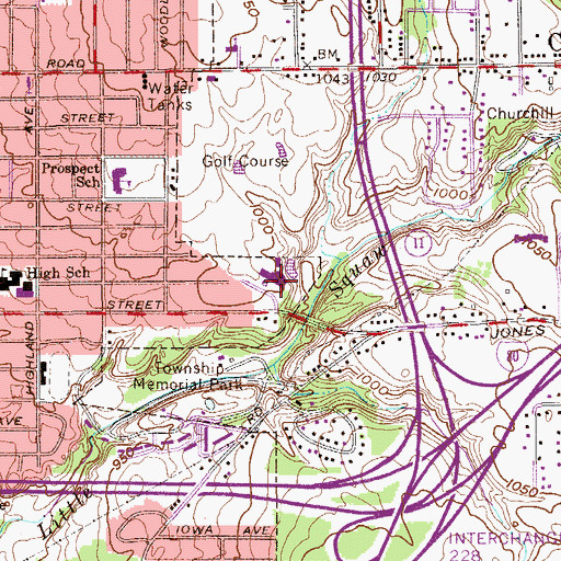Topographic Map of Mahoning Country Club, OH