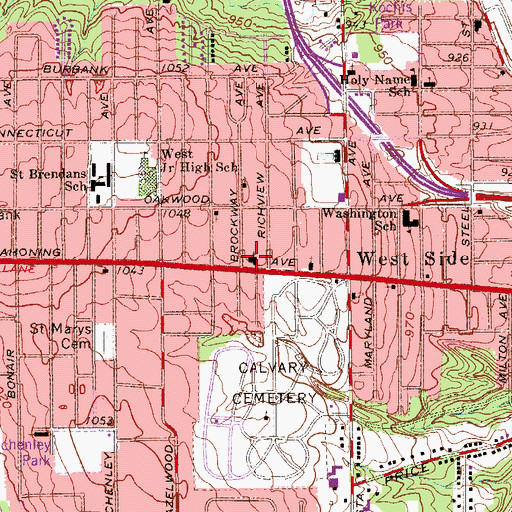 Topographic Map of Mahoning United Methodist Church, OH