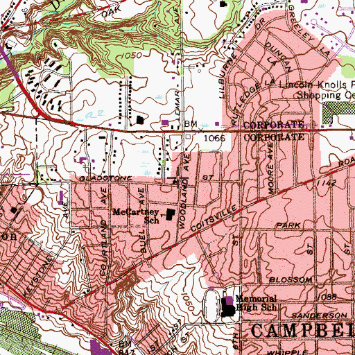 Topographic Map of Marion Heights United Methodist Church, OH