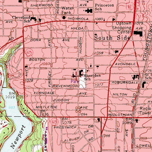 Topographic Map of Martin Luther Lutheran Church, OH
