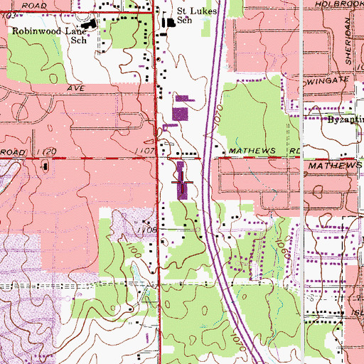 Topographic Map of Mattews Square Plaza Shopping Cnetr, OH