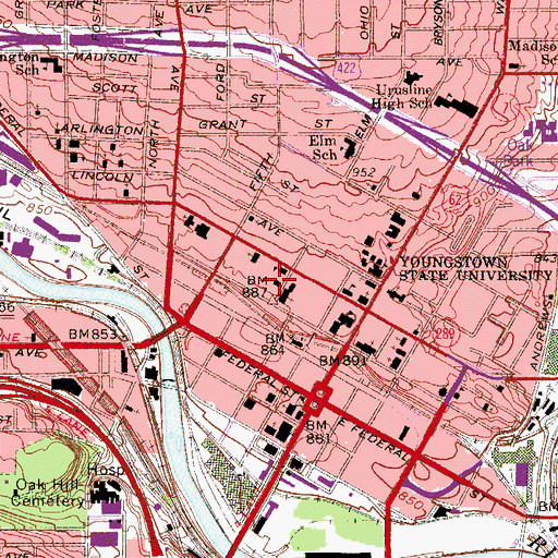 Topographic Map of Messiah Tabernacle, OH