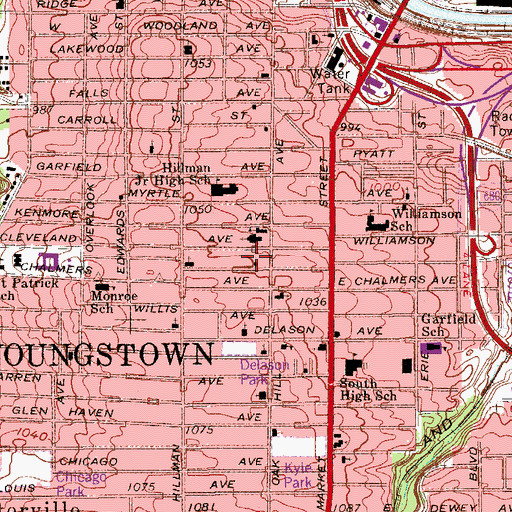 Topographic Map of Mount Olive Fire Baptized Church, OH