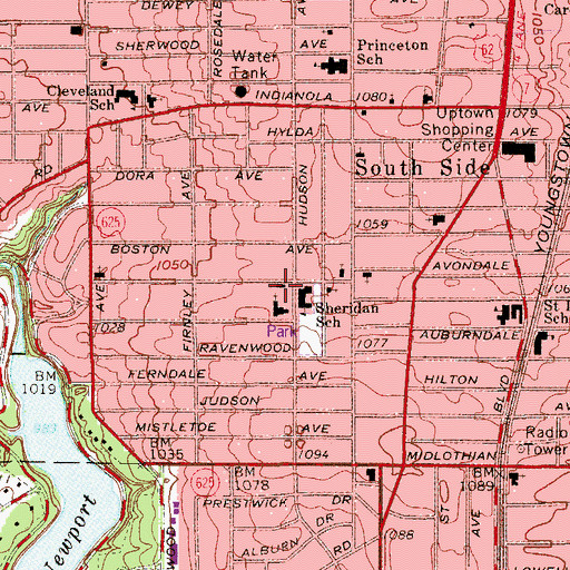 Topographic Map of Mount Zion Church of God, OH
