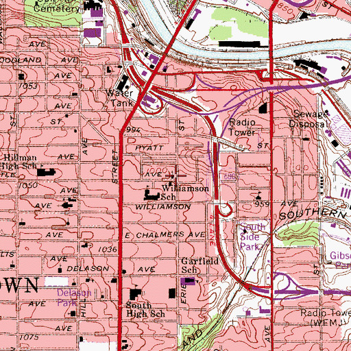 Topographic Map of Mount Zion Church of God in Christ, OH