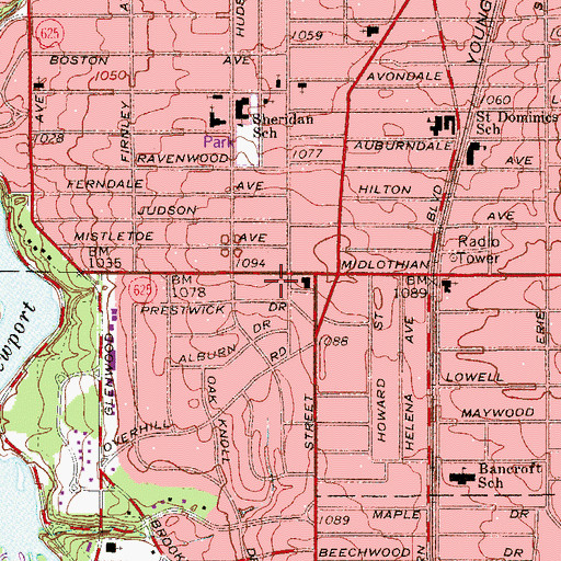 Topographic Map of Newport Square Shopping Center, OH