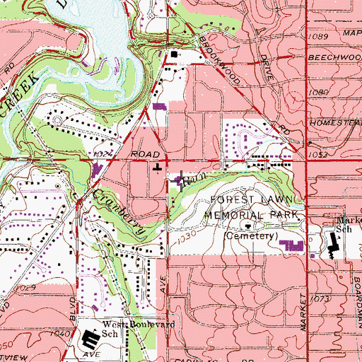 Topographic Map of Ohev Tzedek Shaarei Torah Congregation, OH