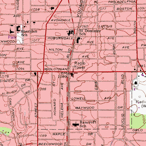 Topographic Map of Pleasant Grove Presbyterian Church, OH