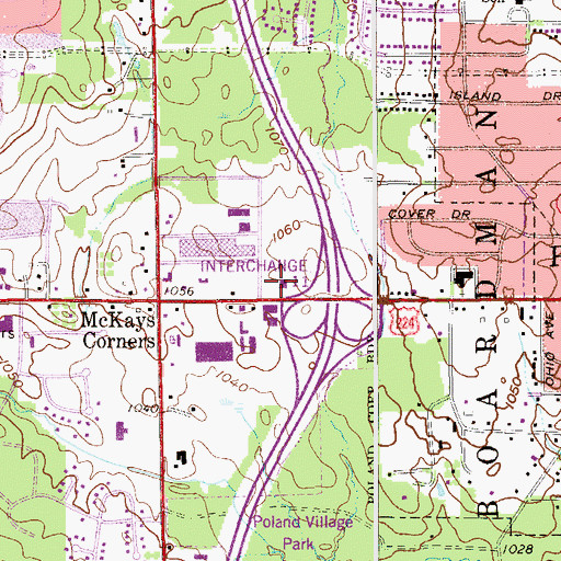 Topographic Map of Poland West Plaza Shopping Center, OH