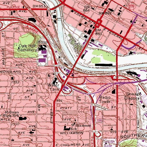 Topographic Map of Prayer Tower, OH