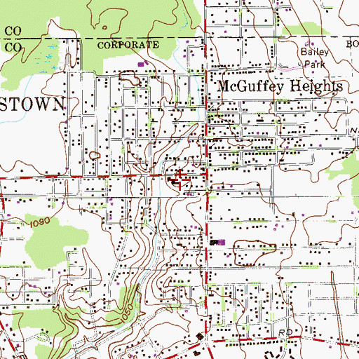 Topographic Map of Rising Star Baptist Church, OH