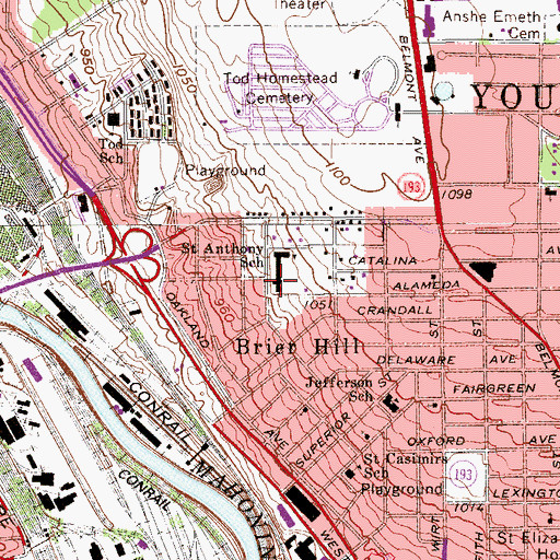 Topographic Map of Saint Anthonys Catholic Church, OH
