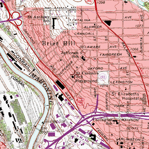 Topographic Map of Saint Casimirs Roman Catholic Church, OH