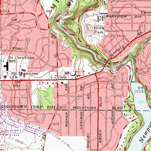 Topographic Map of Saint Georges Byzantine Catholic Church, OH
