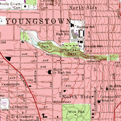 Topographic Map of Saint Johns Baptist Church, OH