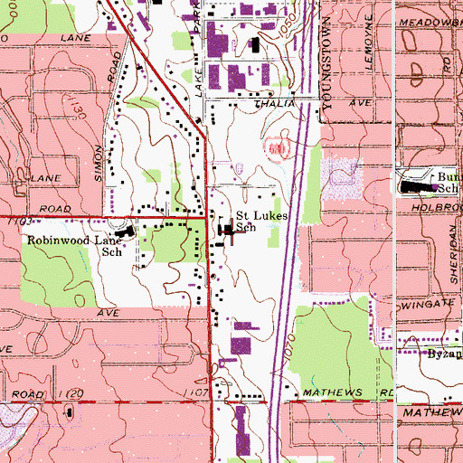 Topographic Map of Saint Luke Catholic Church, OH