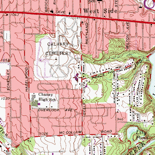 Topographic Map of Saint Marys Byzantine Catholic Church, OH