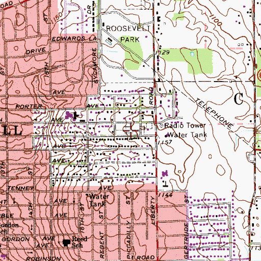 Topographic Map of Saint Nicholas Cemetery, OH