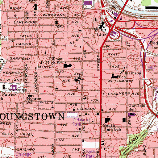 Topographic Map of Saint Patricks Catholic Church, OH