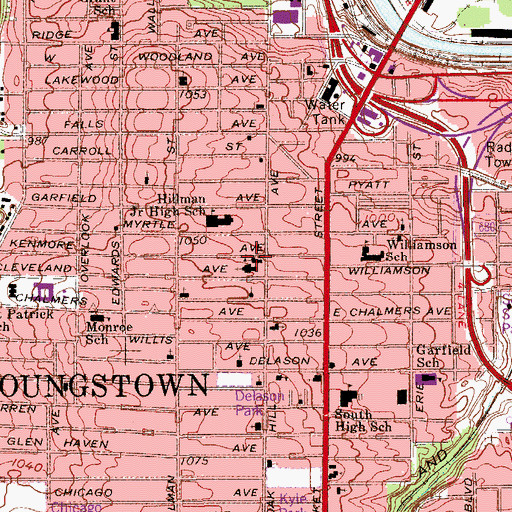 Topographic Map of Saint Patricks School, OH