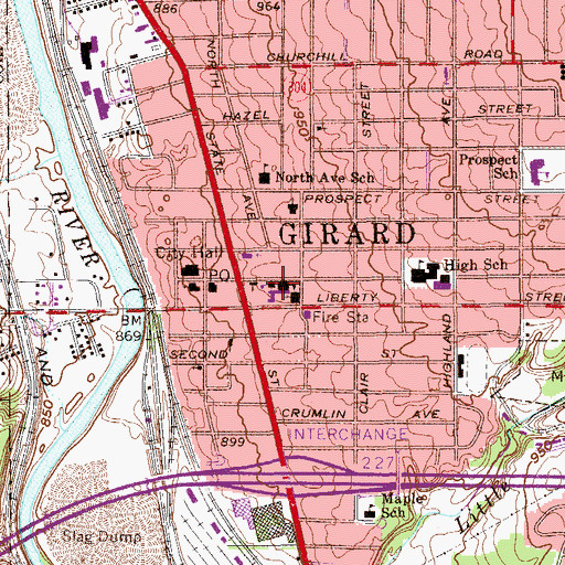 Topographic Map of Saint Rose School, OH