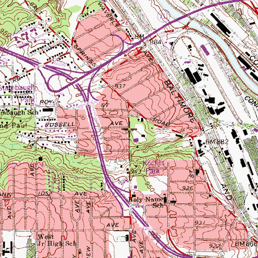 Topographic Map of Saints Peter and Paul Ukrainian, OH