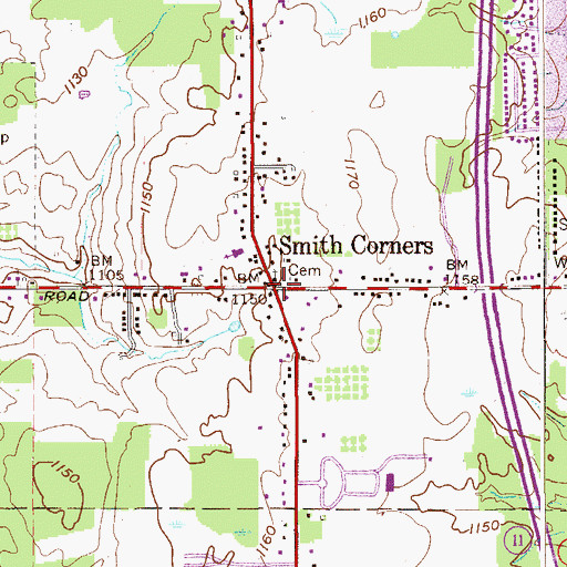 Topographic Map of Smith Corners Cemetery, OH