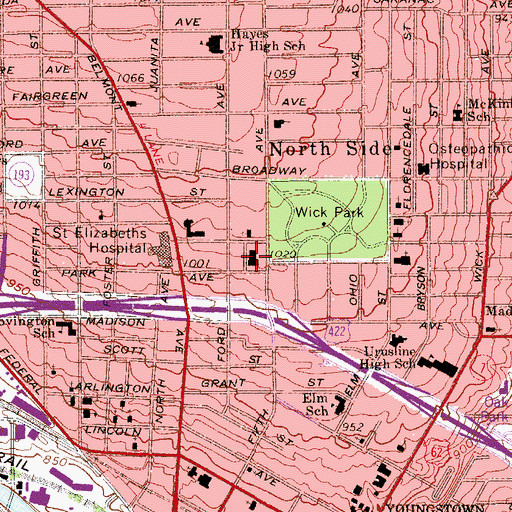 Topographic Map of Stambaugh Auditorium, OH