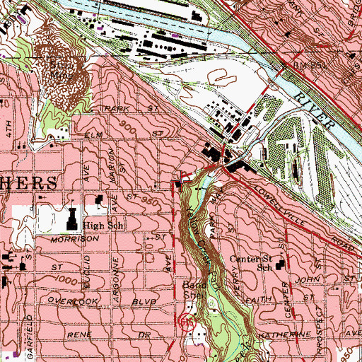 Topographic Map of Struthers Presbyterian Church, OH
