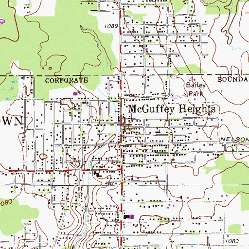 Topographic Map of Tried Stone Baptist Church, OH