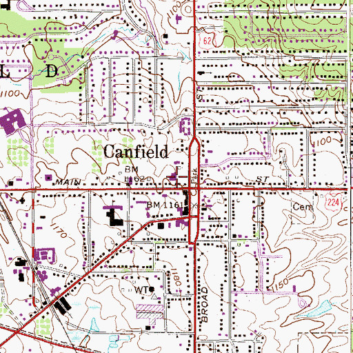 Topographic Map of Village Square Shopping Center, OH