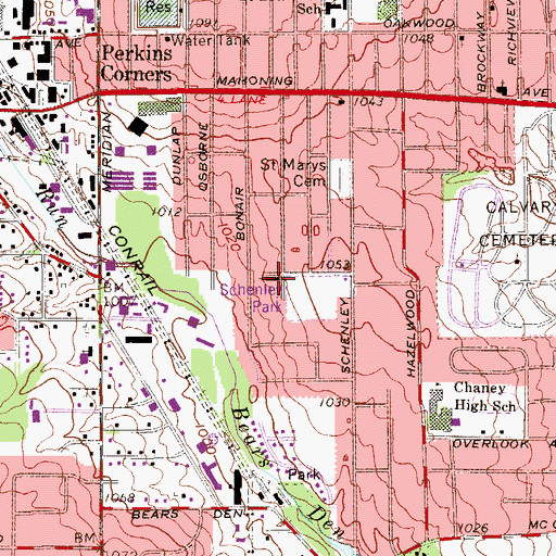 Topographic Map of West Side Baptist Church, OH