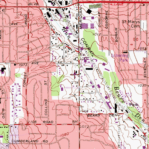 Topographic Map of Youngstown Baptist Church, OH