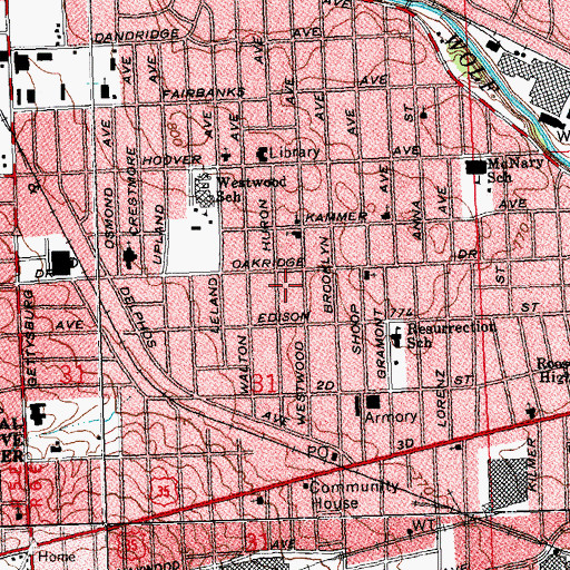 Topographic Map of Church of God of Prophecy, OH