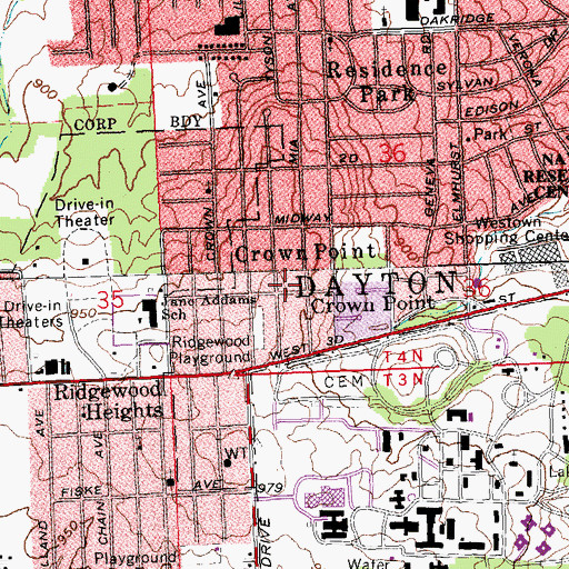 Topographic Map of Community Missionary Baptist Church, OH