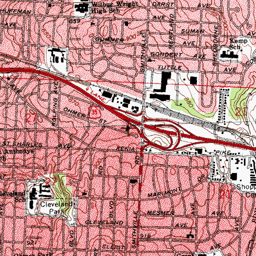 Topographic Map of Dayton Baptist Temple, OH