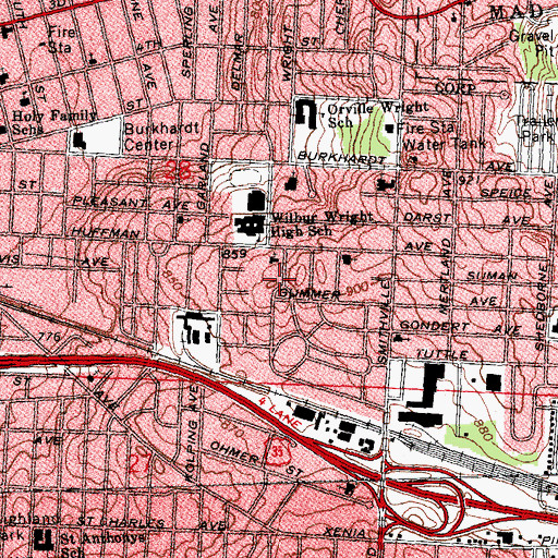 Topographic Map of Dayton New Covenant Church, OH