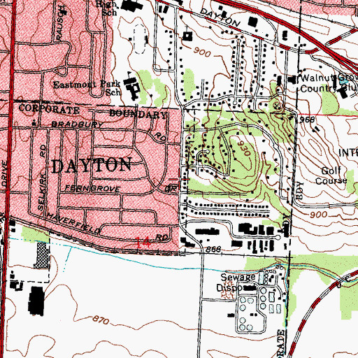 Topographic Map of Eastmont Freewill Baptist Church, OH