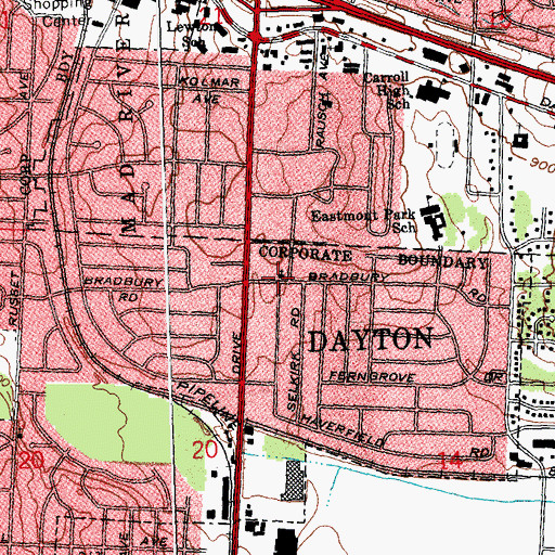 Topographic Map of Eastmont United Methodist Church, OH